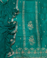 Fancy Glass Organza Suit Set with Heavy Zari Thread & Sequins Work - Yanchi