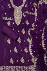 Fancy Glass Organza Suit Set with Stone & Zari Work - Yanchi