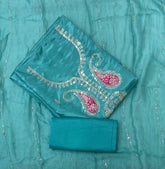 Fancy Glass Organza Suit Set with Thread Embroidery & Sequins Work - Yanchi