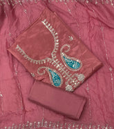 Fancy Glass Organza Suit Set with Thread Embroidery & Sequins Work - Yanchi