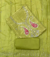 Fancy Glass Organza Suit Set with Thread Embroidery & Sequins Work - Yanchi