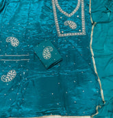 Fancy Glass Organza Suit Set with Zari Hand Work - Yanchi