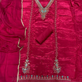 Fancy Glass Organza Suit Set with Zari Thread & Sequins Work - Yanchi