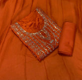 Fancy Glass Organza Suit Set with Zari Thread & Sequins Work - Yanchi