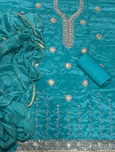 Fancy Glass Organza Suit Set with Zari Thread & Sequins Work - Yanchi