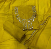 Fancy Musleen Suit Set with Heavy Pearl & Real Mirror Work - Yanchi