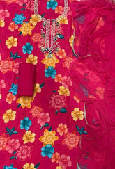 Fancy Muslin Suit Set with Real Mirror & Pearl Work - Yanchi