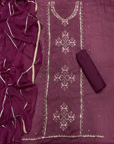 Fancy Shimmer Suit Set with Zari & Sequins Work - Yanchi