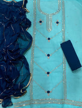 Fancy Shimmer Suit Set with Zari & Sequins Work - Yanchi