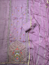 Fancy Skylon Suit Set with Heavy Sequins & Zari Thread Work - Yanchi