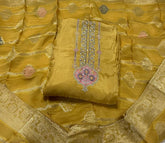 Ganga Premium Organza, solid with embroidery and hand work - Yanchi