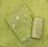 Glass Organza Suit Set with Pearl & Sequence Work - Yanchi