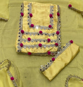 Glass Organza Suit Set with Real mirror & Havy leas work - Yanchi