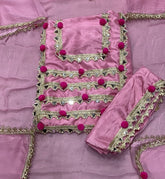 Glass Organza Suit Set with Real mirror & Havy leas work - Yanchi