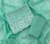 Graceful Cotton Chikankari Suit Set DN10 (Sea - Green) - Yanchi
