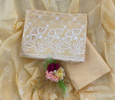 Graceful Cotton Chikankari Suit Set DN11 (Soft Yellow) - Yanchi