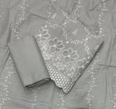 Graceful Cotton Chikankari Suit Set DN5 (Light - Grey) - Yanchi