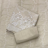 Graceful Cotton Chikankari Suit Set DN5 (Light - soft - Yellow) - Yanchi