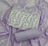 Graceful Cotton Chikankari Suit Set DN6 (Lavender) - Yanchi