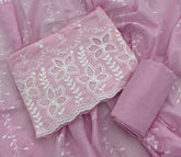 Graceful Cotton Chikankari Suit Set DN6 (Pink) - Yanchi