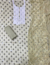 Premium Chikankari Pure Cotton Suit Set - Yanchi