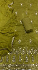 Premium Tissue Silk Suit Set with Heavy Beads, Zari & Sequins Work - Yanchi