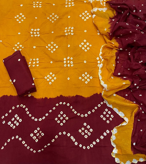 Pure Bandhej Cambric Cotton Suit Set
