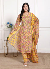 Pure Cotton Kurti & Pant with Dupatta - Yanchi