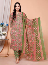 Pure Cotton Kurti & Pant with Dupatta - Yanchi