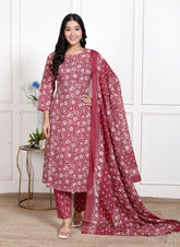 Pure Cotton Kurti & Pant with Dupatta - Yanchi