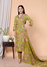 Pure Cotton Kurti & Pant with Dupatta - Yanchi