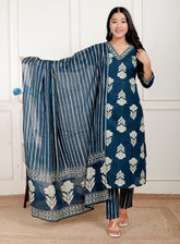 Pure Cotton Kurti & Pant with Dupatta - Yanchi