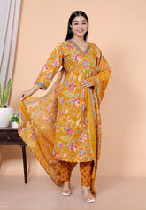 Pure Cotton Kurti & Pant with Dupatta - Yanchi