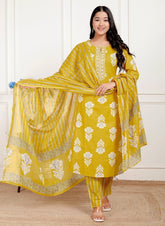 Pure Cotton Kurti & Pant with Dupatta - Yanchi