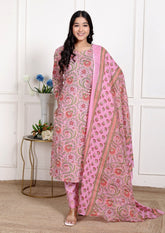 Pure Cotton Kurti & Pant with Dupatta - Yanchi