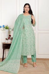Pure Cotton Kurti & Pant with Dupatta - Yanchi