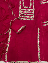 Pure Organza Suit Set with Real mirror & Havy leas work - Yanchi