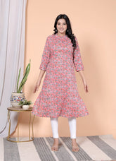 Pure Sanganeri Cotton Print Kurti with Katha Work - Yanchi