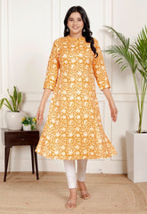 Pure Sanganeri Cotton Print Kurti with Katha Work - Yanchi