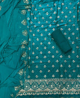 Pure Skaylon Suit Set with Zari & sequence Work - Yanchi