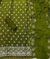 Pure Skaylon Suit Set with Zari & sequence Work - Yanchi