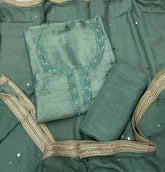 Pure Skylon Suit Set with Bidas & stone work - Yanchi