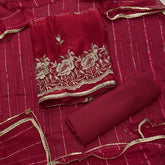 Pure Skylon Suit Set with Zari & cutdana Work - Yanchi