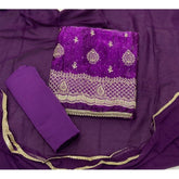Pure Skylon Suit Set with Zari & sequence Work - Yanchi