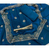 Pure Skylon Suit Set with Zari & sequence Work - Yanchi