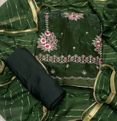 Pure Skylon Suit Set with Zari & sequence Work - Yanchi