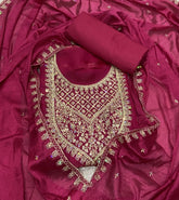 Pure Skylon Suit Set with Zari & sequence Work - Yanchi
