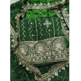 Pure Skylon Suit Set with Zari & sequence Work - Yanchi