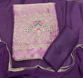 Pure Skylon Suit Set with Zari & sequence Work - Yanchi
