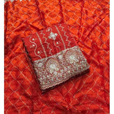 Pure Skylon Suit Set with Zari & sequence Work - Yanchi